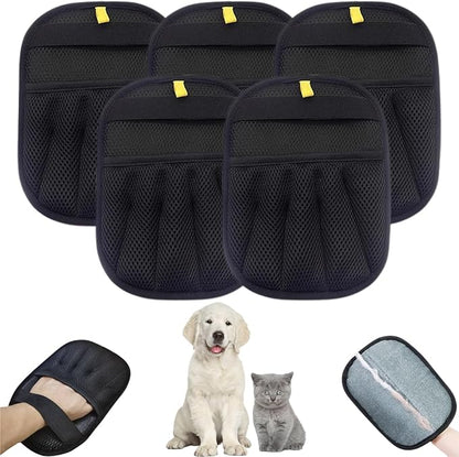 5-Pack Pet Hair Removal Gloves,Electrostatic Pet Hair Remover Tool,Dog Hair Remover Furniture Reusable &amp; Washable Grooming Mitts,Lint &amp; Fur Remover for Clothes, Carpets, Car Seats