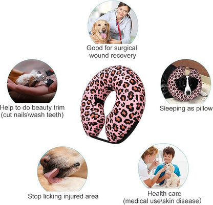 CuteBone Inflatable Soft Dog Cone with Removable Fleece Covers for Small/Medium/Large Dogs and Cats After Surgery GWB10S
