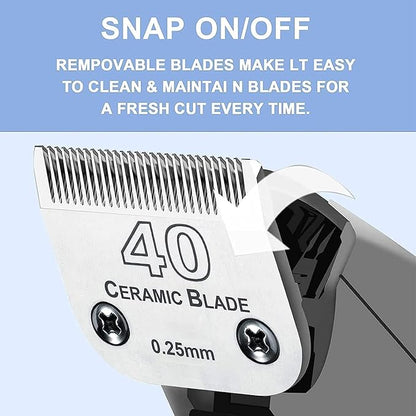 3PCS 40 Blades Dog Grooming Replacement Blades Compatible with Andis Dog Clipper,Ceramic Blade &amp; Stainless Steel Blade