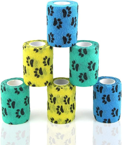 AUPCON Vet Wrap Cohesive Bandages Bulk Self Adhesive Bandage Wrap Self Adherent Wrap Non-Woven for Dogs Pet Animals &amp; Ankle Sprains &amp; Swelling 2 Inch x 5 Yards (3 Inch Claw)