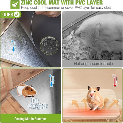 GUTINNEEN Rabbit Hutch Indoor Guinea Pig Cage Bunny House 36.6" Upgraded with Anti Chewing Edges, Cool Zinc Sheet, Leakproof PVC Layer, Wire Floor, Detachable Legs (Nature)