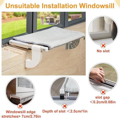 Sunhoo Cat Window Perch Hammock Kitty Bed for Windowsill Bedside Large Cats Shelf Seat Inside with Adjustable Ledge Sturdy Removable Cover Easy Assembly No Suction No Drill Hold 40lbs 22 * 13.58in(S)