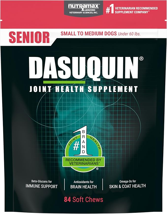 Nutramax Dasuquin Joint Health Supplement for Small to Medium Senior Dogs – for Immune Support, Skin &amp; Coat Health, and Brain Health, 84 Soft Chews