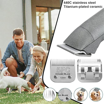 5FC Blade Dog Grooming Clipper Replacement Blades Compatible with Andis Dog Clippers,Detachable Ceramic Blade &amp; Stainless Steel Blade,Size-5 FC 1/4-Inch Cut Length (64122)