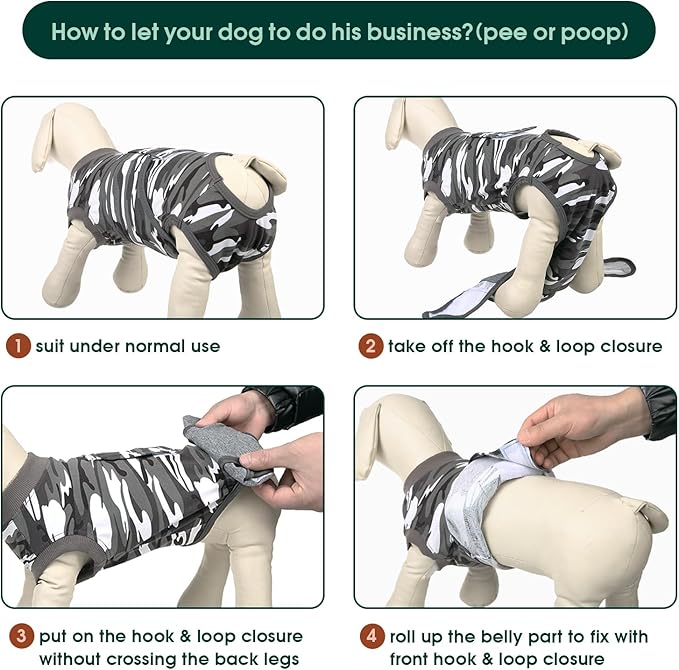 Kuoser Recovery Suit for Dogs Cats After Surgery, Professional Pet Recovery Shirt Dog Abdominal Wounds Bandages, Substitute E-Collar &amp; Cone,Prevent Licking Dog Onesies Pet Surgery Recovery Suit