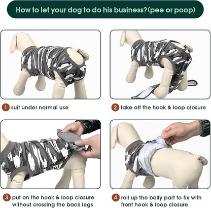 Kuoser Recovery Suit for Dogs Cats After Surgery, Professional Pet Recovery Shirt Dog Abdominal Wounds Bandages, Substitute E-Collar &amp; Cone,Prevent Licking Dog Onesies Pet Surgery Recovery Suit