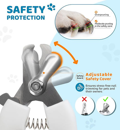 Pet Nail Clippers and Trimmers for Dogs and Cats, Professional Grooming Tool with Safety Guard, Sharp Blades, Free Nail File, Avoid Overcutting, Suitable for Small and Large Pets (Blue)
