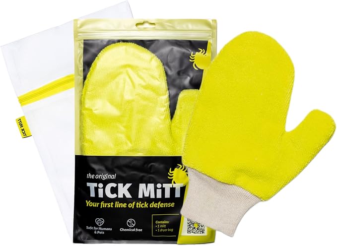 Yellow Tick Removal Glove for Humans &amp; Pets - Safely Remove Ticks Effortlessly, Chemical-Free, Durable, Portable Tick Management Tool for Outdoor Adventures &amp; Everyday Use