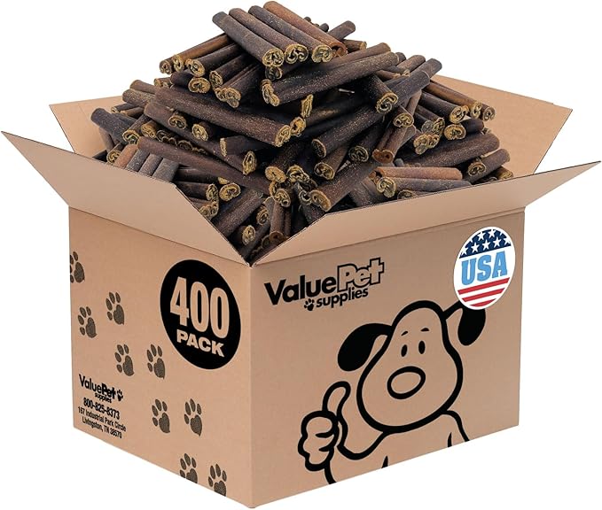ValueBull USA Collagen Sticks for Dogs, 6 Inch Thick Chews, Natural Long-Lasting Dog Treats, 400 Count Wholesale Pack - Promotes Joint, Skin &amp; Coat Health with Glucosamine and Chondroitin
