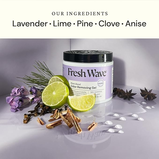 Fresh Wave Lavender Odor Removing Gel, 15 oz., Pack of 2 - Safer Odor Absorbers for Home, Natural Plant-Based Odor Eliminator, Every 15 oz. lasts 30-60 Days, For Cooking, Trash &amp; Pets