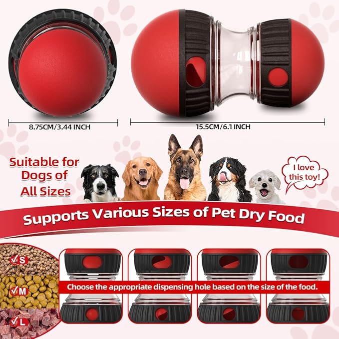 Dog Puzzle Toys, Rolling Treat Dispensing Ball, Brain Stimulation &amp; Slow Feeder, Dog Enrichment Toys to Keep Them Busy (2PCS: Red+Green)