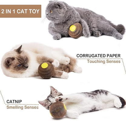 AREIIA Catnip Ball Toy for Cats Catnip Refillable Scratcher Ball Kitty&