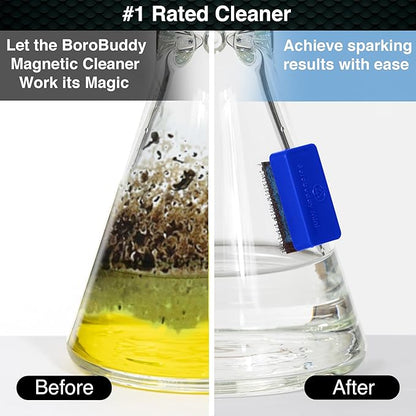 SnowTree - BoroBuddy Mini Magnetic Glass Cleaner for Glass Pieces, Bottles, Vases &amp; More - Smaller Design for Tighter Spaces &amp; Smaller Glass Pieces - Easy to Use Double Sided Glass Cleaner (Blue Gift