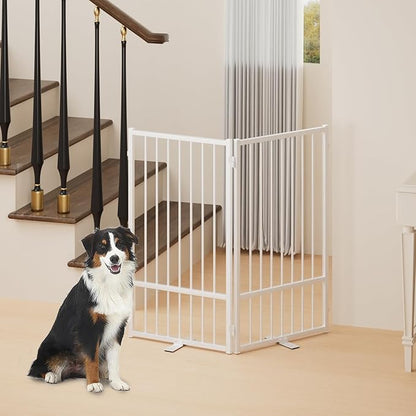 Full Metal Freestanding Dog Gate with Door, 36&