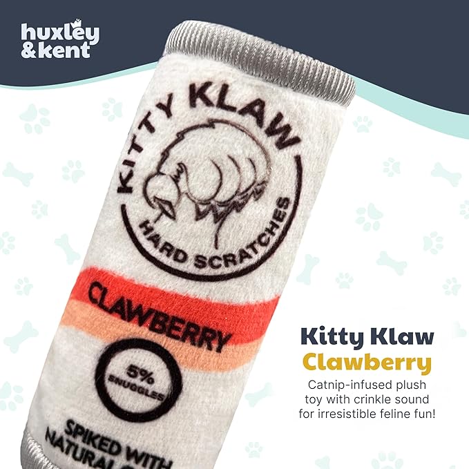 Huxley &amp; Kent Plush Cat Toy - Interactive Catnip Toy for Cats &amp; Kittens - Soft Kitty Toy with Crinkle &amp; Catnip - Fun Indoor Play Toy - Kitty Klaw Clawberry