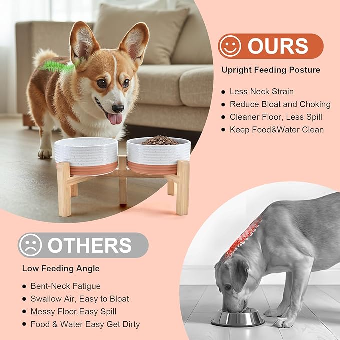 SPUNKYJUNKY Elevated Dog Bowls Ceramic, 6.1&