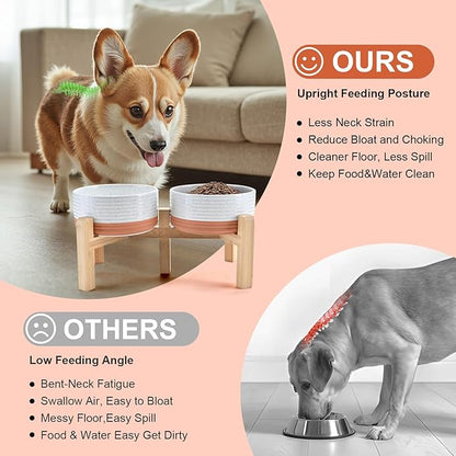 SPUNKYJUNKY Elevated Dog Bowls Ceramic, 6.1&