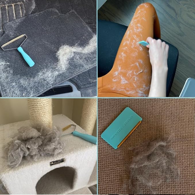 Uproot Cleaner Pro Pet Hair Remover &amp; Mini - Pet Hair Removal Tool Multi Fabric Edge &amp; Carpet Scraper - Cat for Couch, Cat Towers, Car Detailing The Furry-Situation Survival Kit