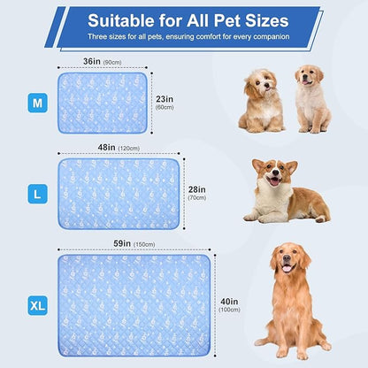 MH MYLUNE HOME Dog Cooling Mat 59" x 40" Arc-Chill Cool Fiber &amp; Endothermic Color Changing Double-Sided Cooling &amp; Warm Dog Mat, Foldable Washable Summer Pet Blanket