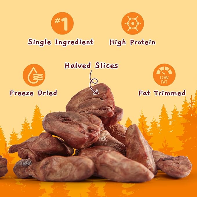 Jungle Calling Cat Treats &amp; Dog Snacks, Freeze Dried Chicken Hearts Halves for Cats &amp; Dogs, Single Ingredient Organ Meat, High Protein Pet Training Treats &amp; Food Topper, 7.76 oz