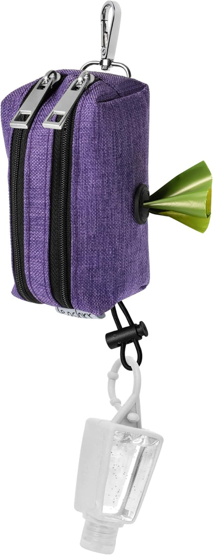 Dog Poop Bag Holder for Leashes - Dog Poop Bag Dispenser and Treat Holder with 2 Waterproof Pouches for Pet Waste Bags and Walking Accessories + 1 Free Roll - Leashrr 2.0 (Teal)