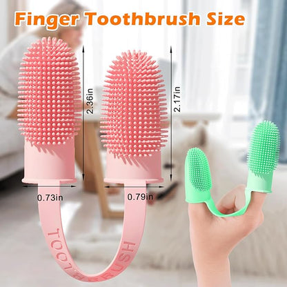 Dog Toothbrush, Dogs Tooth Brushing Kit, Cat Tooth Brush for Small to Large Dogs &amp; Puppies, 2Pack Double Finger Toothbrush for Dog Teeth 360 Cleaning &amp; Dental Care