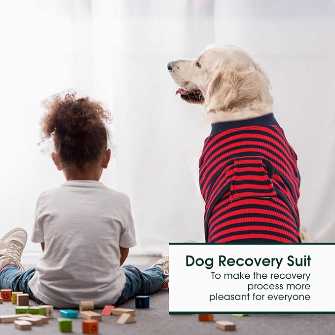 Kuoser Recovery Suit for Dogs Cats After Surgery, Professional Pet Recovery Shirt Dog Abdominal Wounds Bandages, Substitute E-Collar &amp; Cone,Prevent Licking Dog Onesies Pet Surgery Recovery Suit