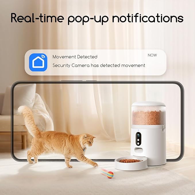 faroro Automatic Cat Feeder with Camera, 3MP HD Video &amp; Night Vision, 5G/2.4G WiFi Smart Pet Feeder with APP Control, 2-Way Audio, Motion Alerts, Low Food Sensor, Timed Cat Feeder for Cats &amp; Dogs, 4L