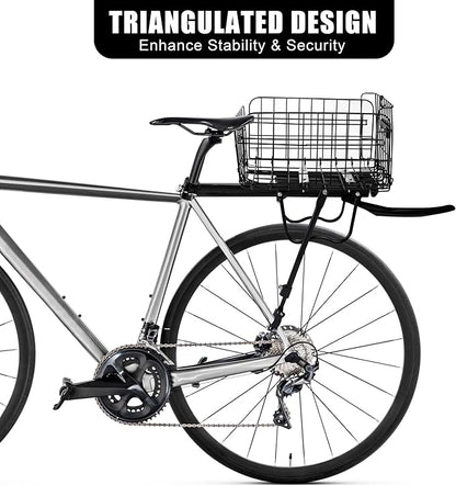 Aodaer Rear Bike Rack with Basket Quick Release Bike Rear Rack Heavy Duty Folding Bike Basket with Waterproof Bag &amp; Cargo Net &amp; Installation Tool