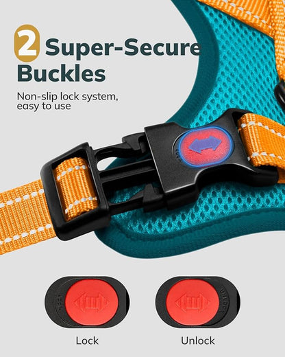 MIDOG No-Pull Dog Harness | Adjustable &amp; Reflective Pet Harness Leash Set for Small Medium Large Dogs Walking, Training| No Choke, Front Clip, Soft Padded Vest with Easy Control Handle - Blue, S