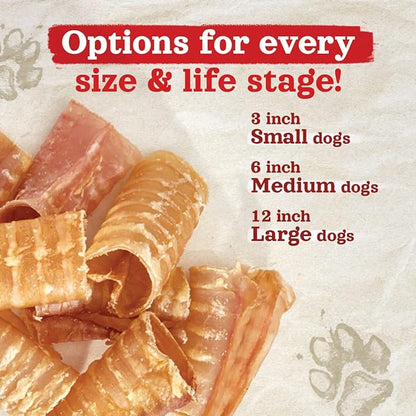 Natural Farm Beef Trachea for Dogs (6 Inch, 6 Pack)- 100% Beef,Odor Free Trachea Dog Chews- Glucosamine &amp; Chondroitin for Joint &amp; Hip Mobility, Bone Strength- Low-Fat Crunchy &amp; Crispy- for All Dogs