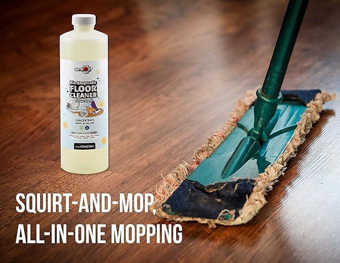 DU-MOST Enzymatic Floor Cleaner Concentrate (1 Oz Makes 1 Gal), No, Streak, No Rinsing, Kids &amp; Pets Safe, Hard Surface Floors, Citrus Scent, 16 Fl Oz