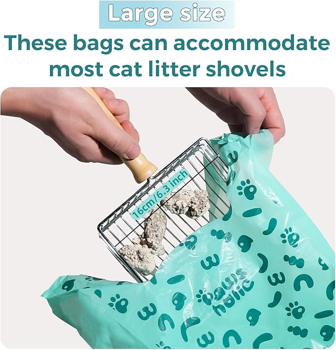 Cat Litter Bags and Dog Poop Bags with Handle, 180 Counts, Cornstarch Based Extra-Thick&amp;100% Leak Proof,Pet Waste Bag for Kitty and Doggie (Lavender Scented)