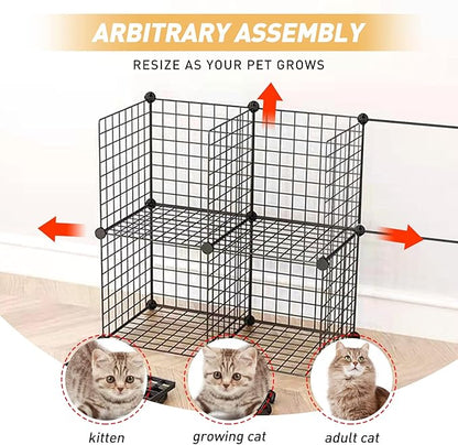 Large Cat Cage,Cat Cage Enclosure Indoor DIY Cat Playpen Detachable Metal Wire Kennels Crate Large Exercise Place Ideal, for 1-4 Cats,Ferret, Chinchilla, Rabbit, Small Animals