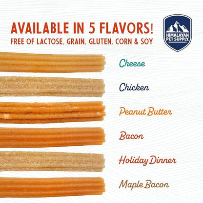 Himalayan Dog Chew Churro Yak Cheese Dog Chews, 100% Natural, Long Lasting, Gluten Free, Healthy &amp; Safe Dog Treats, Lactose &amp; Grain Free, Protein Rich, Real Peanut Butter Flavor, 4 Churros Per Pouch