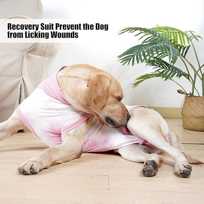 Recovery Suit for Dogs Male/Femalesurgery Tie Dye Dog Shedding Suitwound After Surgery Wear, Prevent Licking Wounds, E-Collar &amp; Cone Alternatives M Pink2