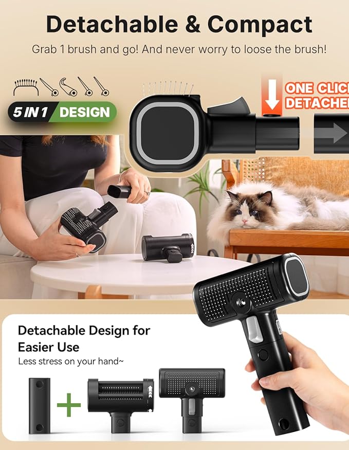 5-in-1 Cat Hair Brush &amp; Gromming Rakes, Cat Steam Comb for Long or Short Haired Indoor Cats, Dog Hair Spritz Comb for Deshedding and Untangling, Pet Brush for Dog Kitten Rabbit Massage