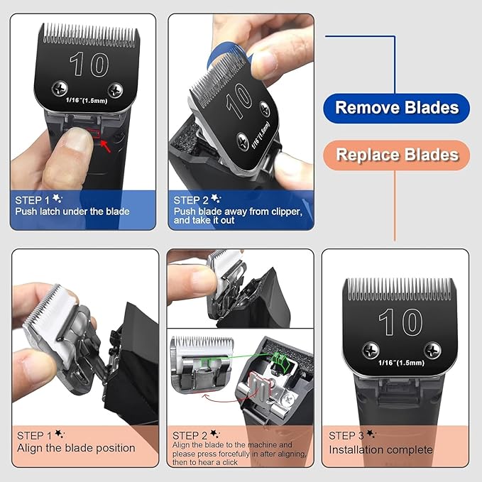30 Blades Dog Grooming Blades Compatible with Andis/Oster A5/Wahl KM-10 Series Dog Clippers,Detachable Clipper Replacement Blade,Black,(30