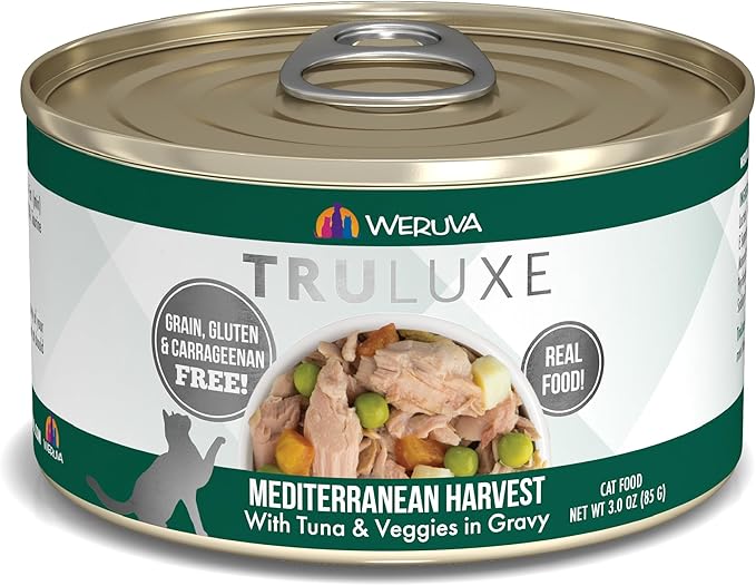 Weruva TruLuxe Cat Food, Mediterranean Harvest with Tuna Whole Meat &amp; Veggies in Gravy, 3oz (Pack of 24)