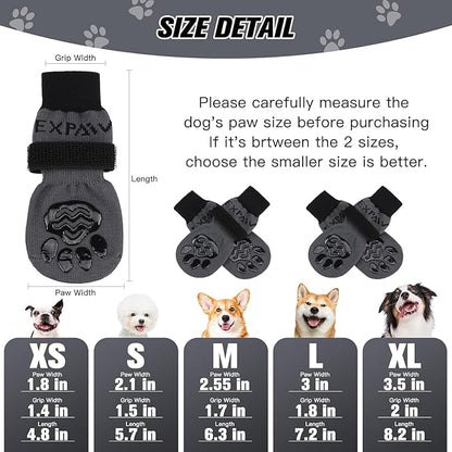 EXPAWLORER Anti Slip Dog Socks to Prevent Licking Paws, Dog Shoes for Hot Pavement, Dog Booties for Small Medium Large Senior Dogs, Traction Control Boots &amp; Paw Protectors for Hardwood Floors