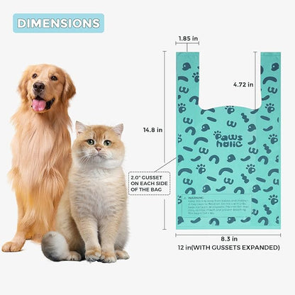 Poop Bags for Dog and Cat - Biodegradable 100% Leak-Proof Pet Waste Bags with Handle, 360 Count, Cornstarch Based Extra Thick, for Dog Poop and Cat Litter Disposal (Unscented)