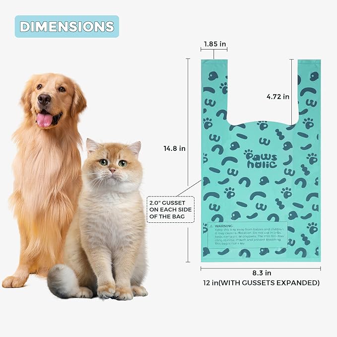 Cat Litter Bags and Dog Poop Bags with Handle, 180 Counts, Cornstarch Based Extra-Thick&amp;100% Leak Proof,Pet Waste Bag for Kitty and Doggie (Lavender Scented)