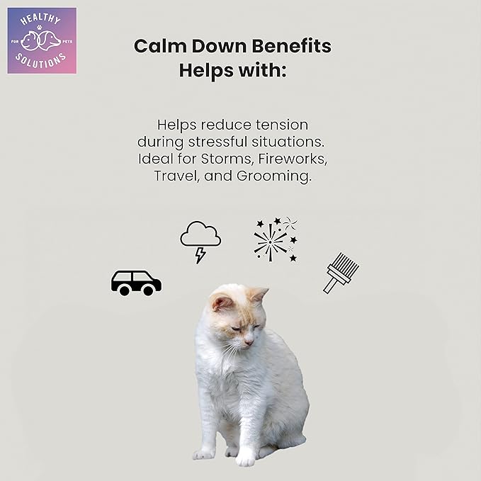 Calming Chews for Cats - Cat Calming Treats for Anxiety, Stress Relief Aid, Storms, Grooming, Fireworks, Separation, Travel, &amp; Motion Sickness - Made in USA (60 Soft Chews- Cat)