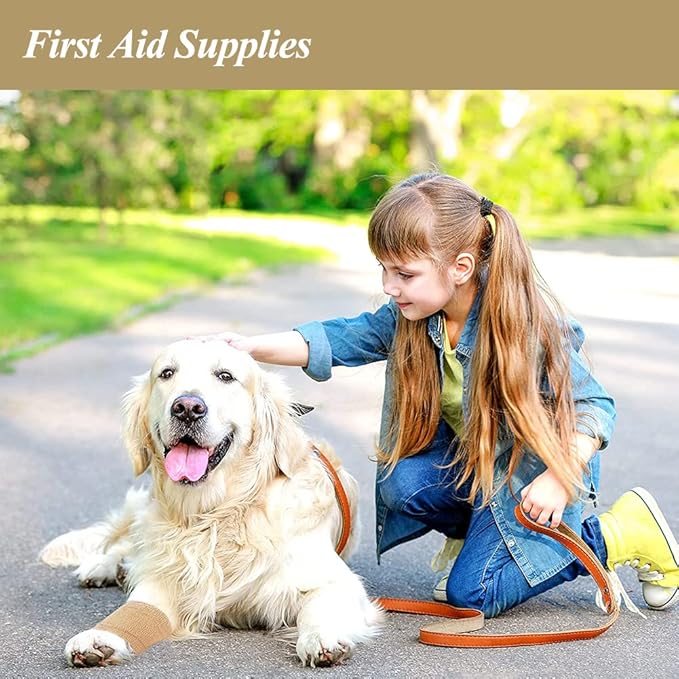 Self Adhesive Bandage Wrap,2 Inch Athletic Tape Breathable Elastic Brown Cohesive Bandages, Vet Wrap Sports Tape for First Aid, Wrist Sprains Protection,Dogs
