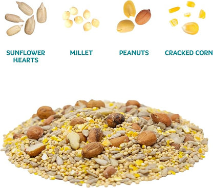 Audubon Park Waste Free Wild Bird Seed –12 lb. No Mess Blend with Sunflower Hearts &amp; Peanut Pieces – Bird Food for Outside Feeders
