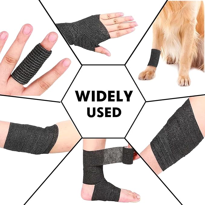 Self Adhesive Tape Wrap- 6 Rolls,Non-Woven Self Adherent Vet Wrap Tape,2in x 5Yard | Cohesive Bandage Tape for Wrist &amp; Ankle,Elastic Grip Cover (6Colors-6ROLLS)
