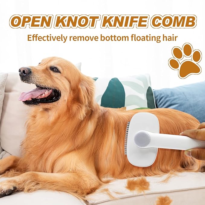 TemApex 2-in-1 Self Cleaning Shedding Brush &amp; Dematting Comb for Long Haired Cats and Dogs, Pet Grooming Deshedding Brush for Dog and Cat Removes Loose Fur &amp; Tangles