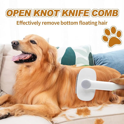 TemApex 2-in-1 Self Cleaning Shedding Brush &amp; Dematting Comb for Long Haired Cats and Dogs, Pet Grooming Deshedding Brush for Dog and Cat Removes Loose Fur &amp; Tangles