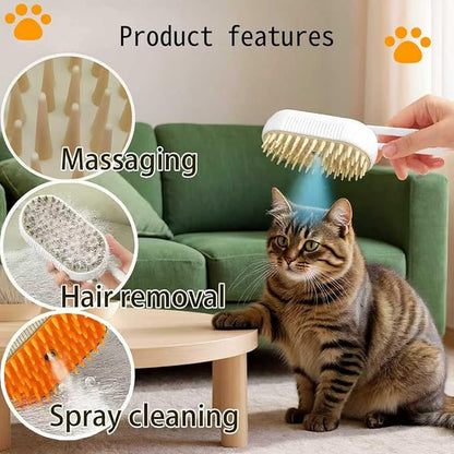 Cat steam brush USB-Powered Pet Steam Brush for Dogs &amp; Cats | Instant Fog Deshedding Tool, Reduces Shedding &amp; Flyaway Hair | Gentle Grooming Brush for Dog &amp; Cat Hair Loss Control (Orange)