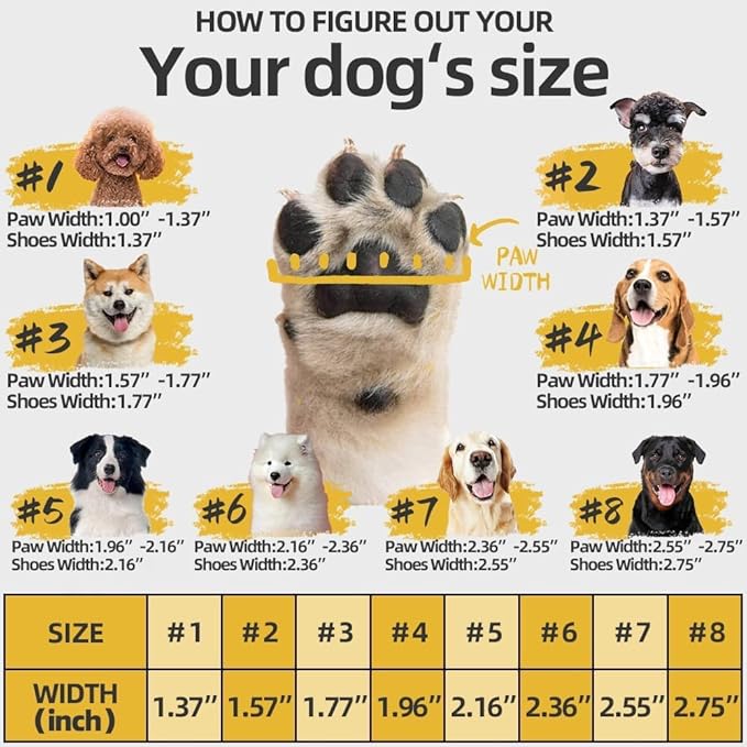 Hcpet Dog Shoes for Large Dogs, Waterproof Dog Booties for Small Medium Dogs, Anti-Slip Dog Boots &amp; Paw Protectors for Hot Pavement Winter Snow Hiking with Reflective Straps Black Size 7